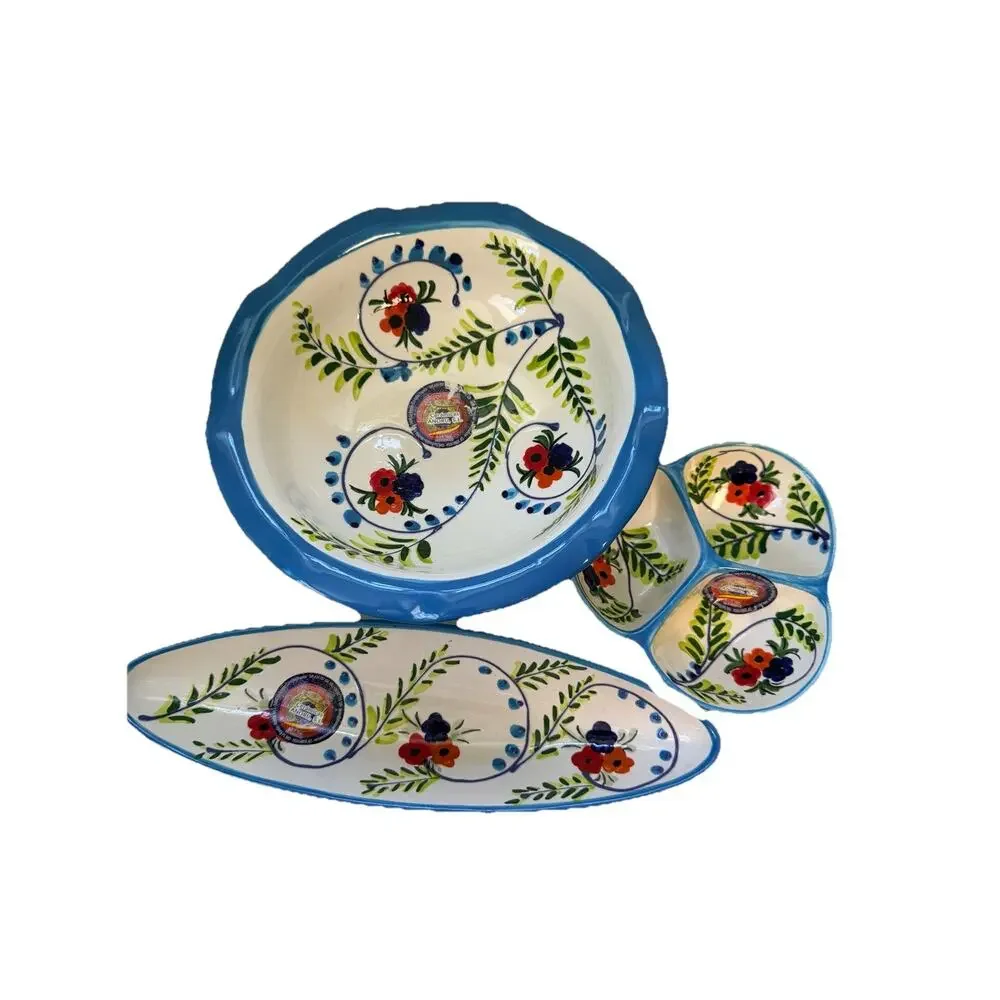 Spanish Pottery Ceramic Dish Hand Painted From Spain Colorful‎ Oval 15.5” Decor